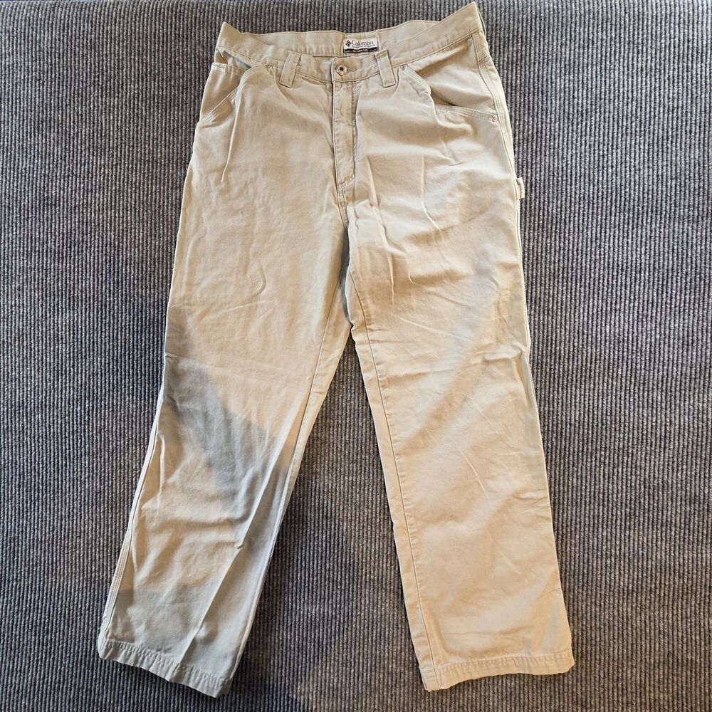 Columbia 100% Cotton Utility Pants Men's 34x30 Cream Color